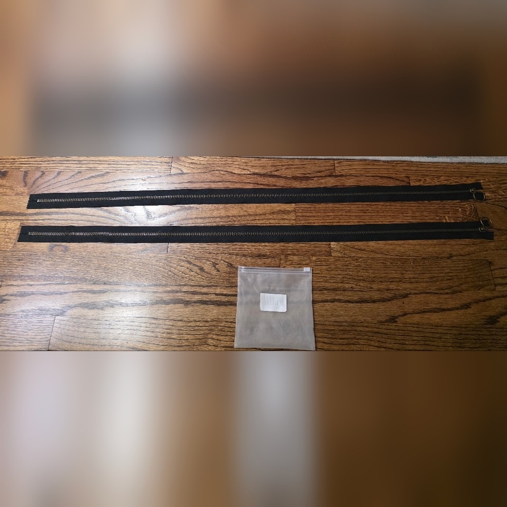 2 pcs Black Metal Teeth Zippers 37.5" x 1.5"